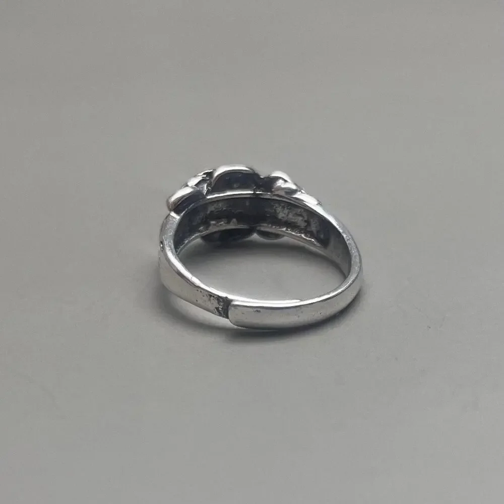 Y2k grunge silver rose bud ring